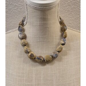 Rarities HSN Chalcedony Chunky Bead Necklace Vermeil Sterling Toggle 20"‎